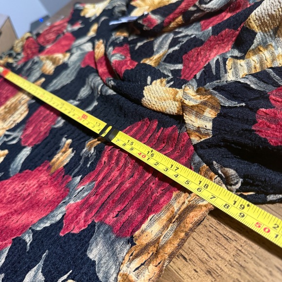 SYBELLE Womens L Floral Print Cowl Neck Vintage 90s Ribbed Blouse USA - Picture 5 of 6